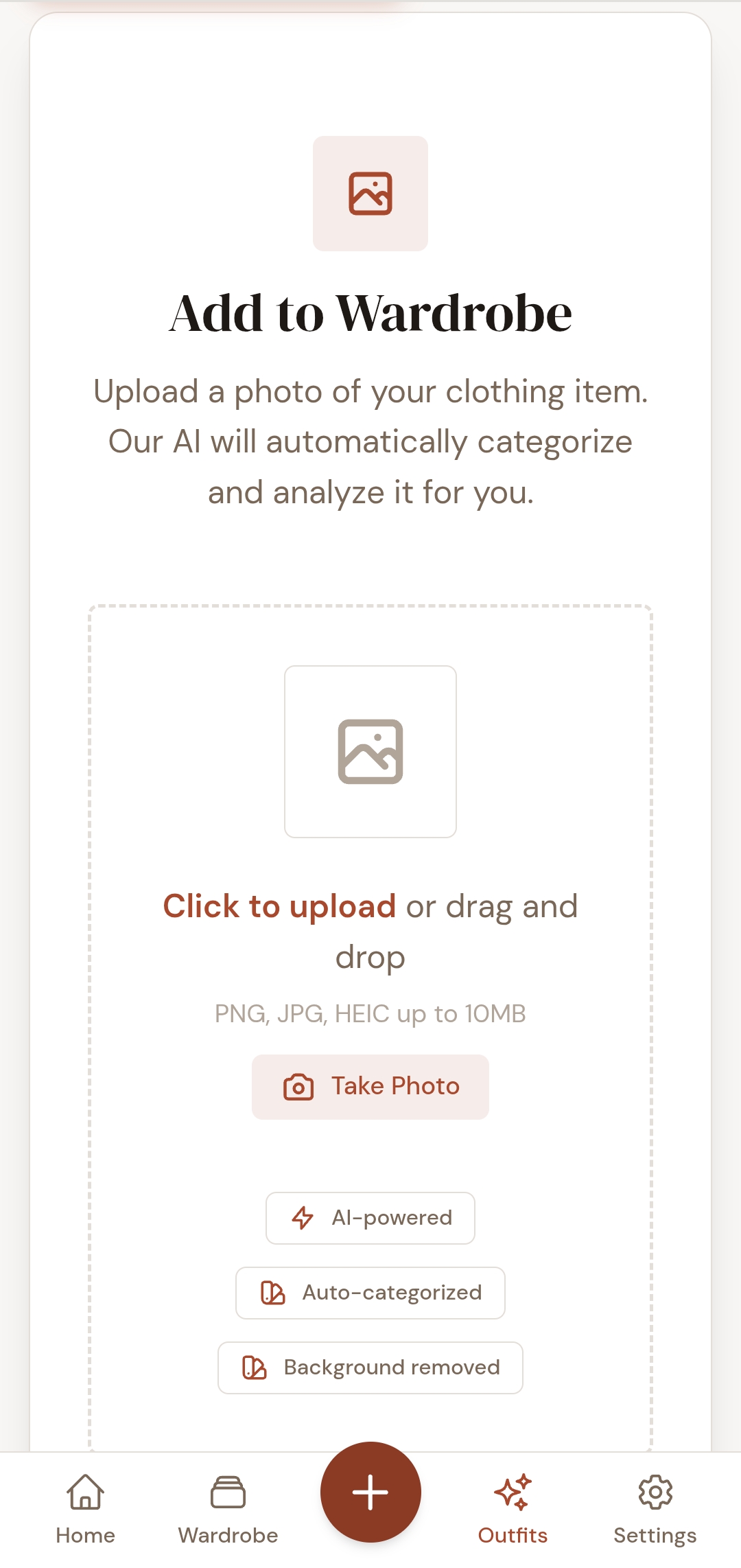 fotografieren — Machen Sie ein Foto von jedem Kleidungsstück. Die KI entfernt den Hintergrund...